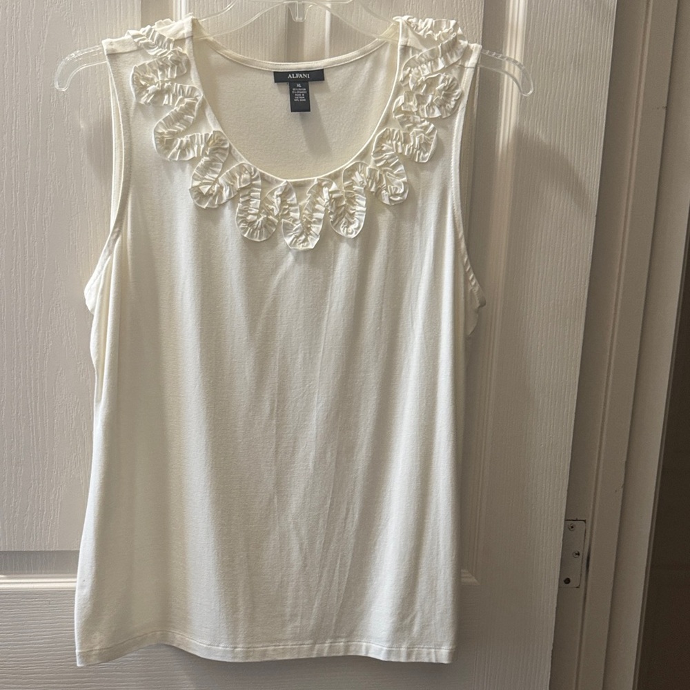 Alfani Women's Ivory Ruffle Tank Top